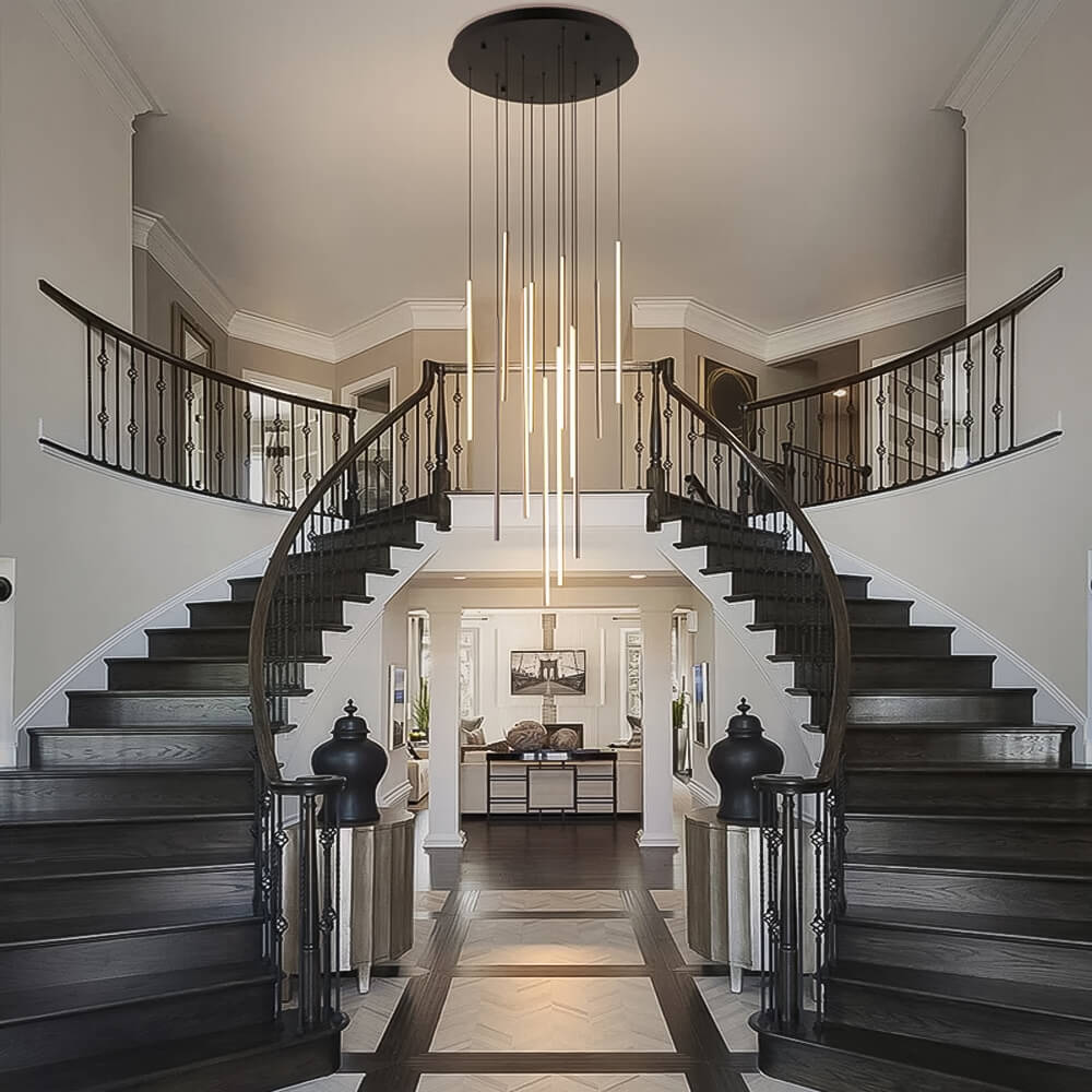 Lustre Cascade LED Noir Connecté | Yaka