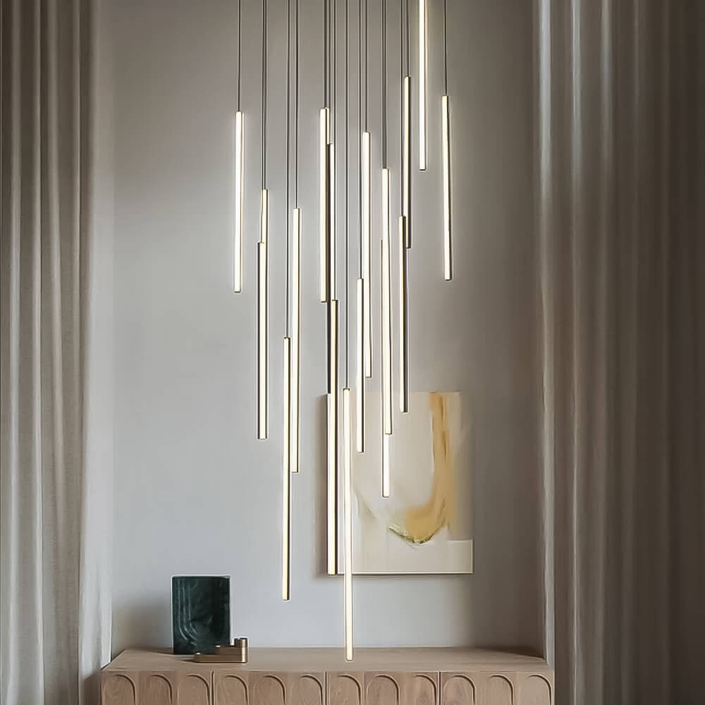 Lustre Cascade LED Noir Connecté | Yaka