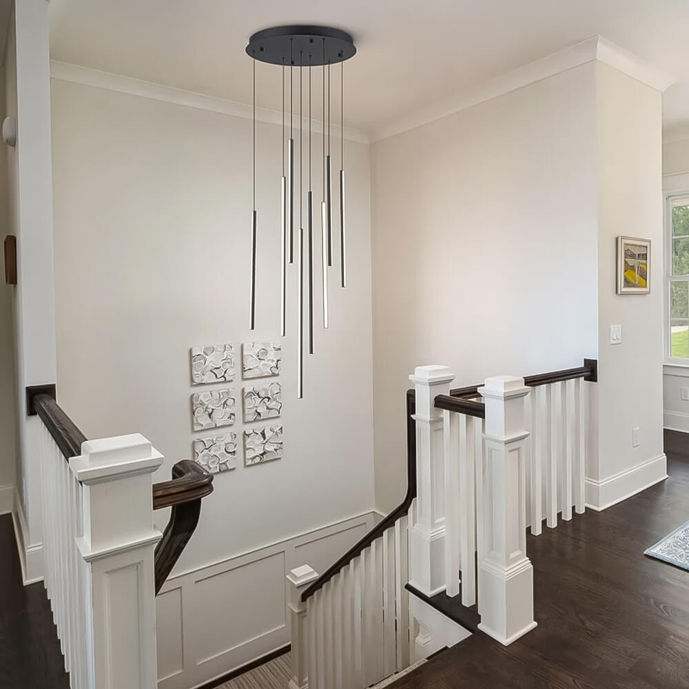 Lustre Cascade LED Noir Connecté | Yaka