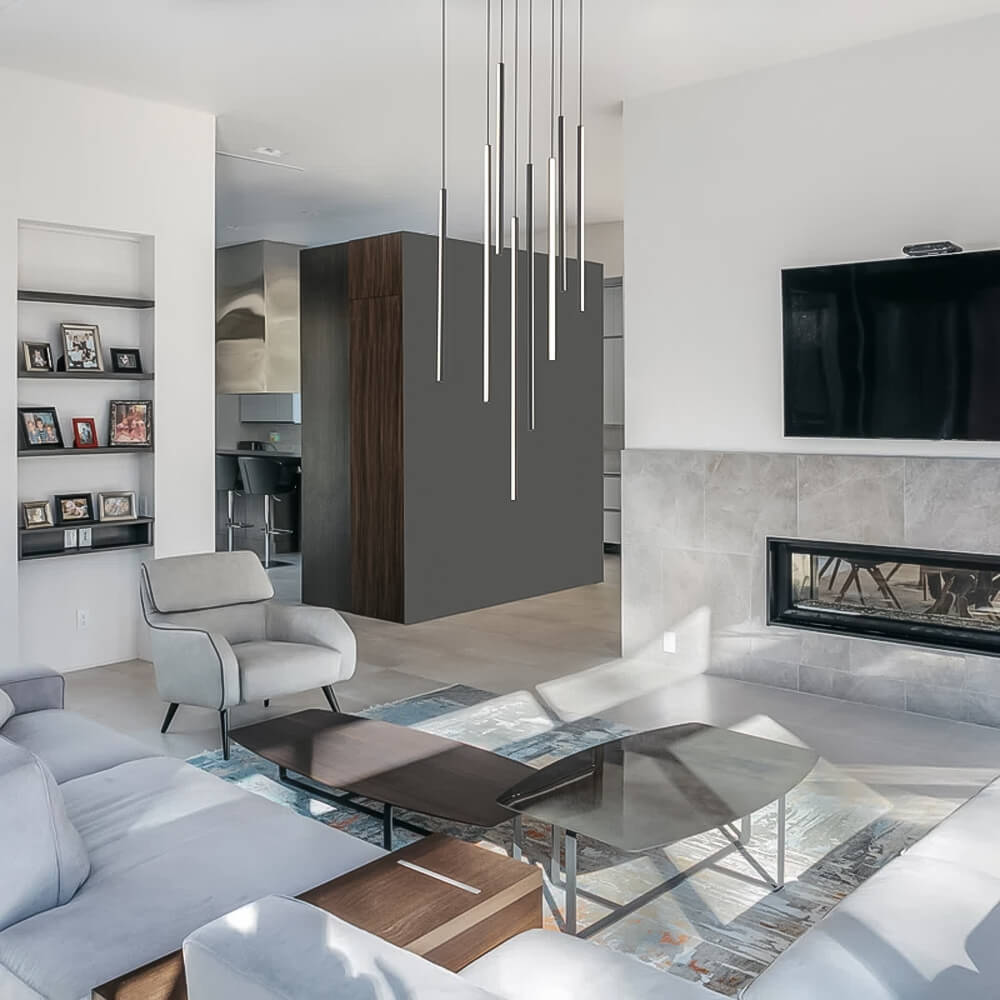 Lustre Cascade LED Noir Connecté | Yaka