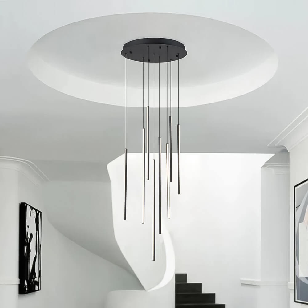 Lustre Cascade LED Noir Connecté | Yaka