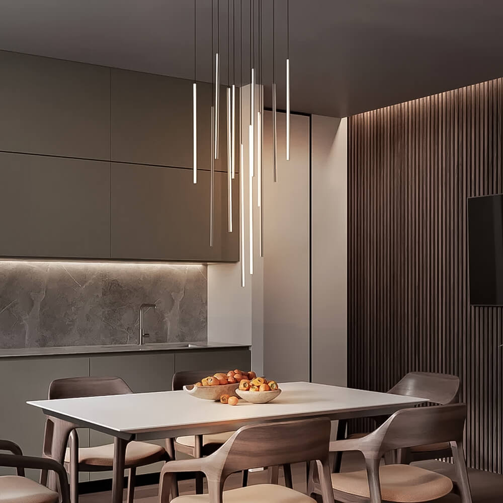 Lustre Cascade LED Noir Connecté | Yaka