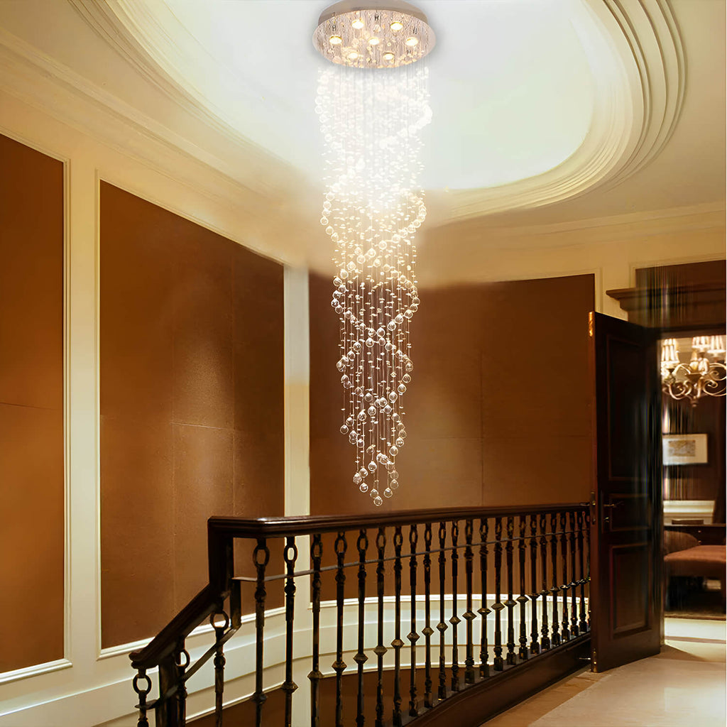 Lustre Double Spirale Cristal K9 Chrome | Mila
