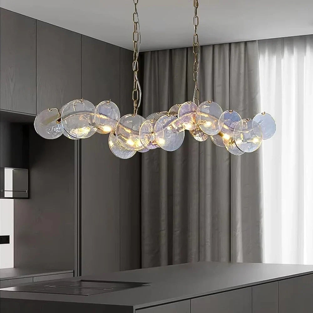 Lustre Verre Ondulé Doré | Kala