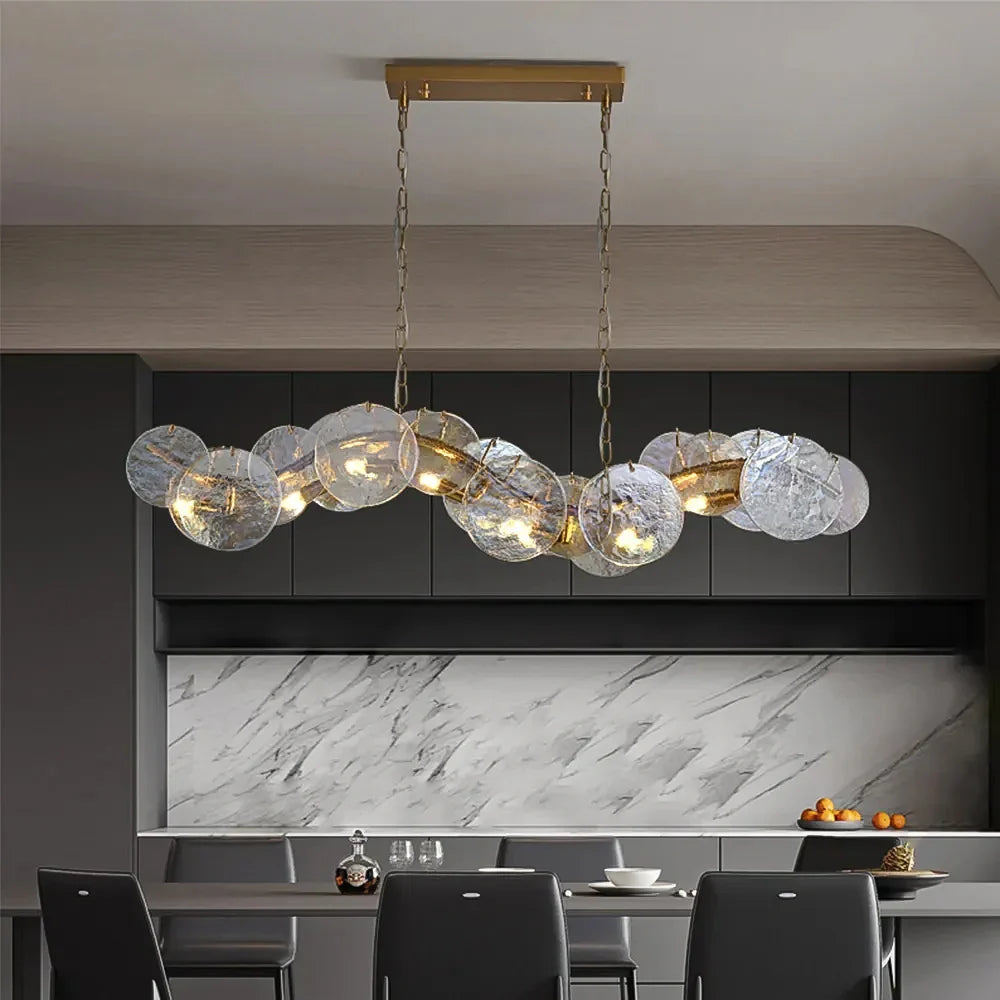 Lustre Verre Ondulé Doré | Kala