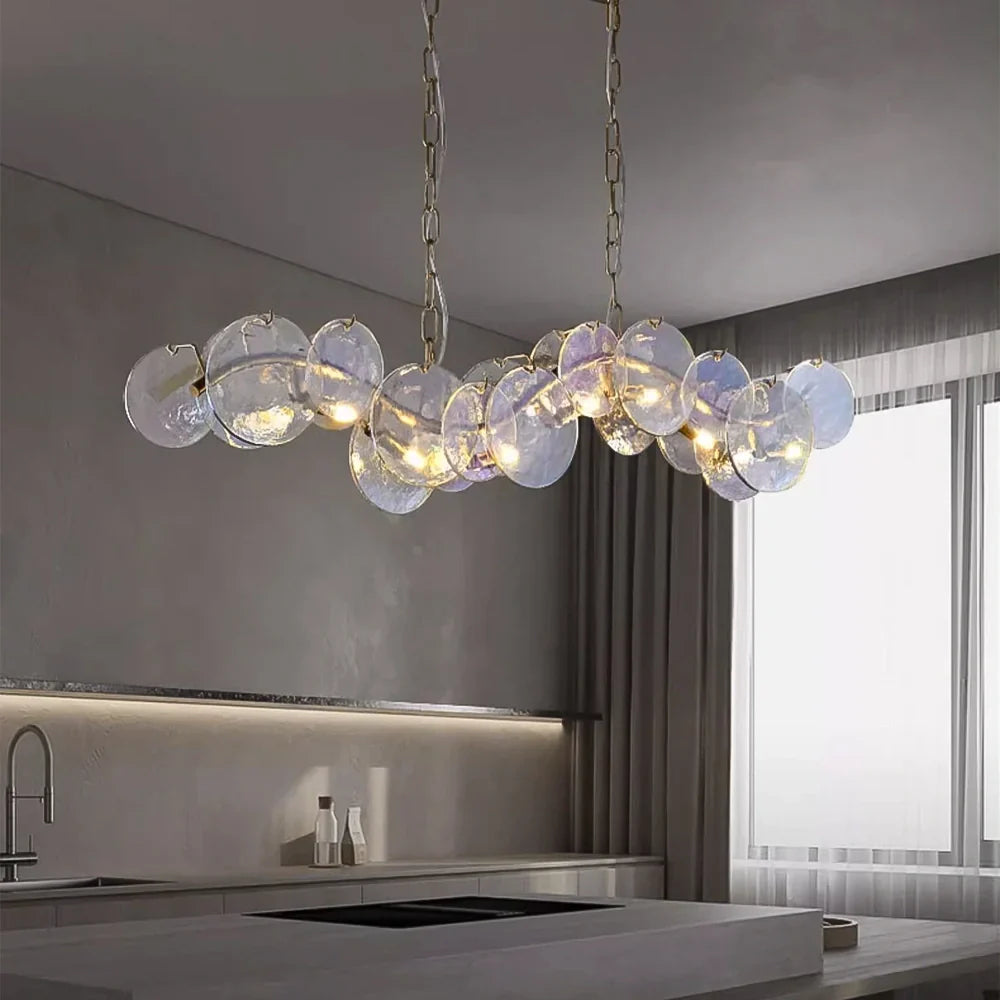 Lustre Verre Ondulé Doré | Kala