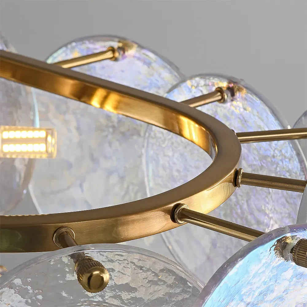 Lustre Verre Ondulé Doré | Kala