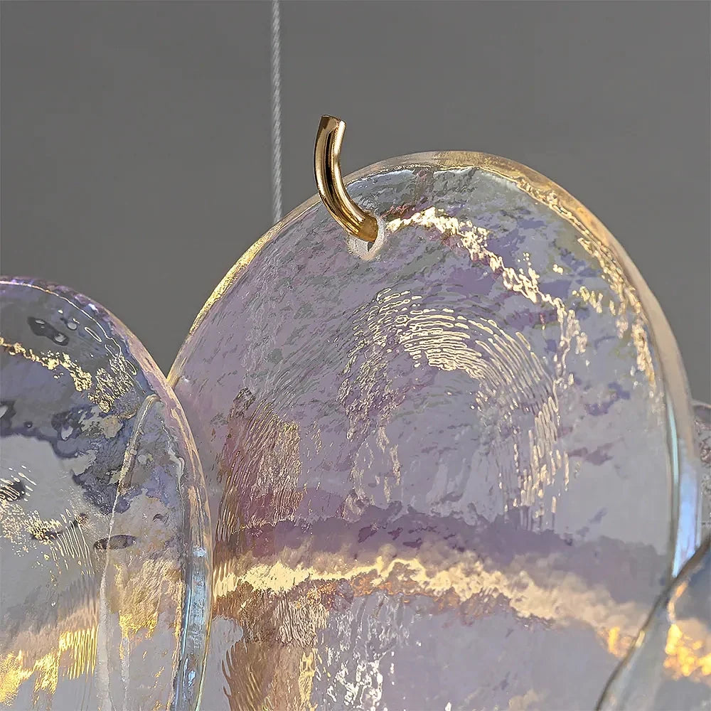 Lustre Verre Ondulé Doré | Kala