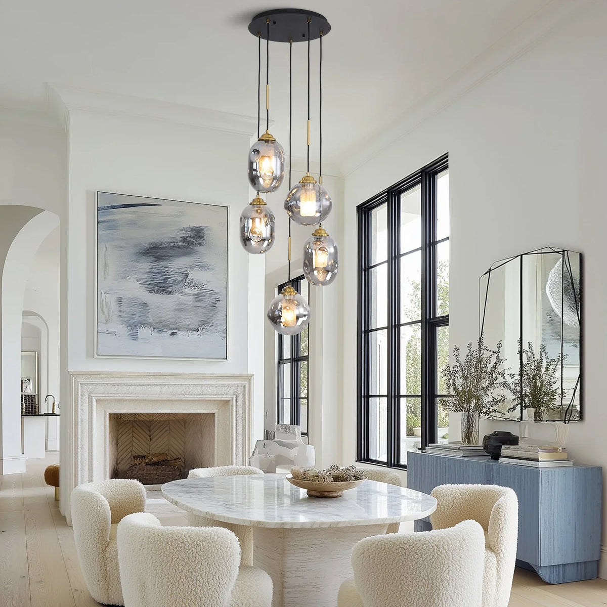 Lustre Verre Effet Lave Multi Lumières | Cesa
