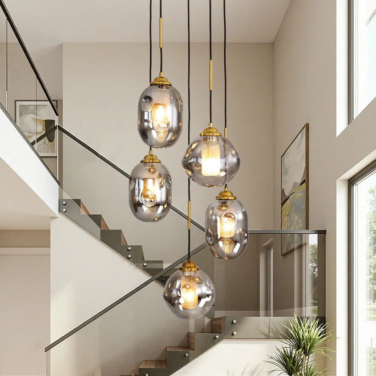 Lustre Verre Effet Lave Multi Lumières | Cesa