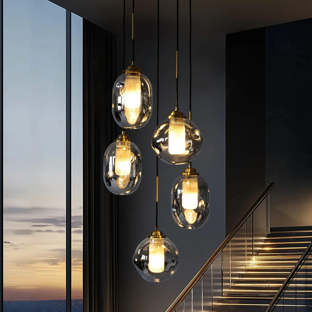Lustre Verre Effet Lave Multi Lumières | Cesa