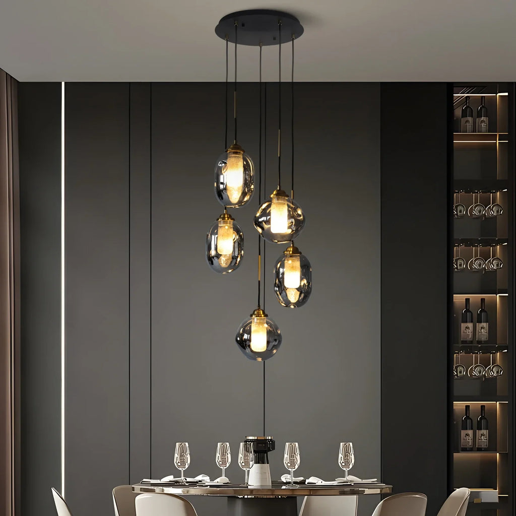 Lustre Verre Effet Lave Multi Lumières | Cesa