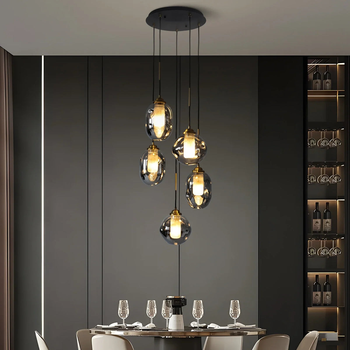 Lustre Verre Effet Lave Multi Lumières | Cesa