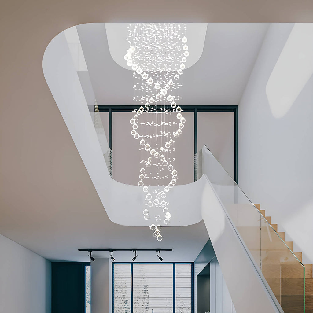 Lustre Double Spirale Cristal K9 Chrome | Mila