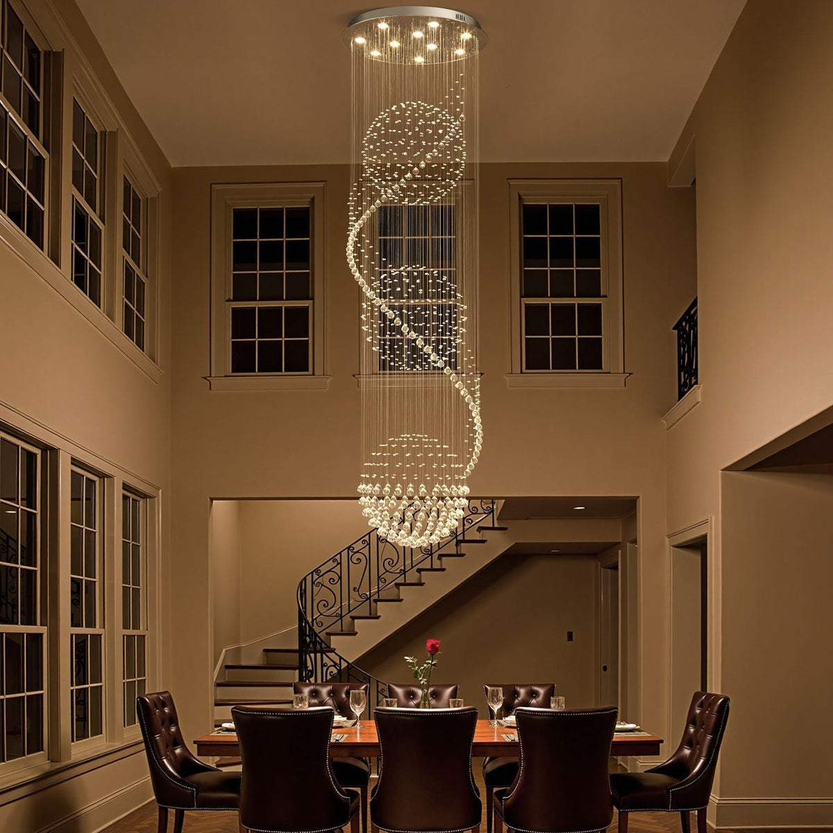 Lustre Spirale Cristal Triple Sphère | Una