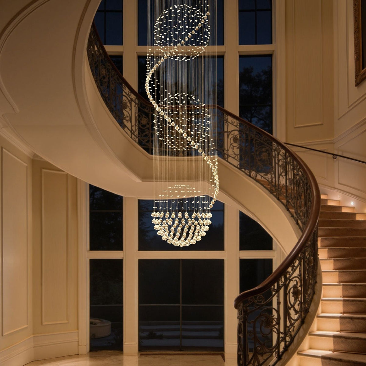 Lustre Spirale Cristal Triple Sphère | Una