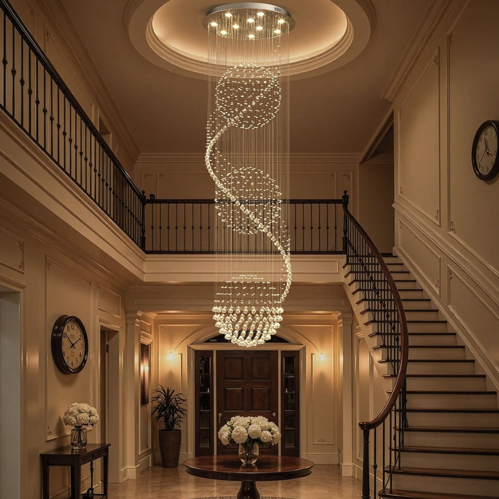 Lustre Spirale Cristal Triple Sphère | Una