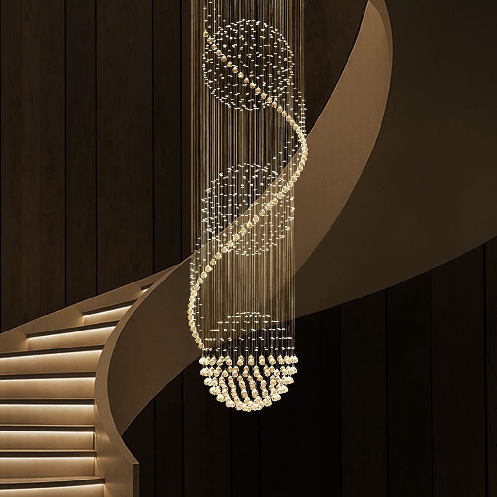 Lustre Spirale Cristal Triple Sphère | Una