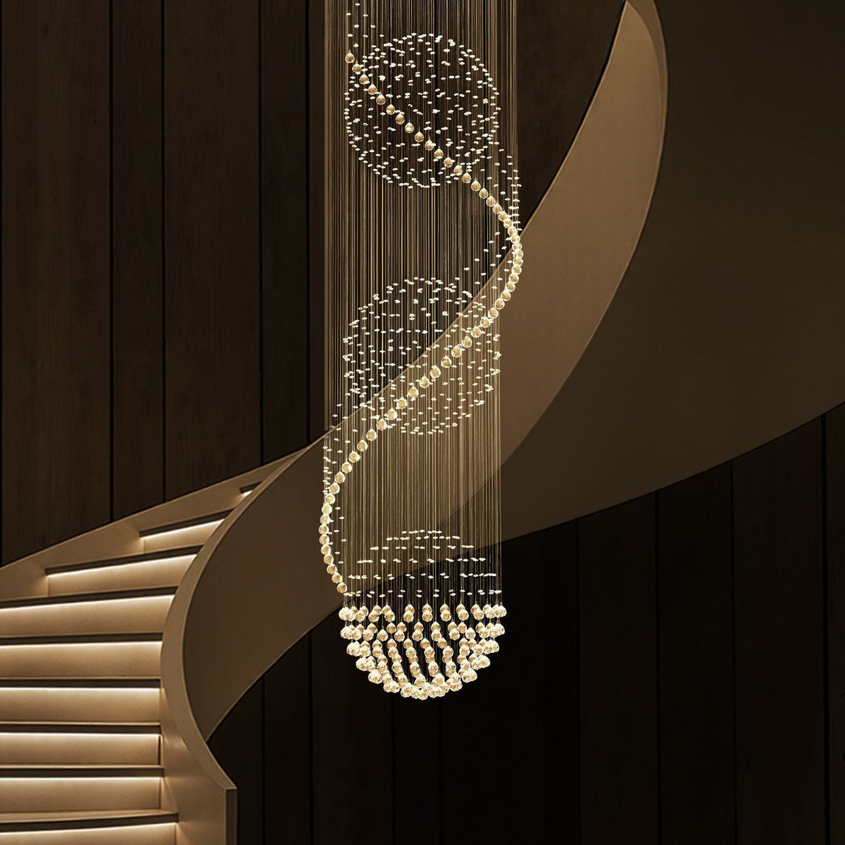Lustre Spirale Cristal Triple Sphère | Una