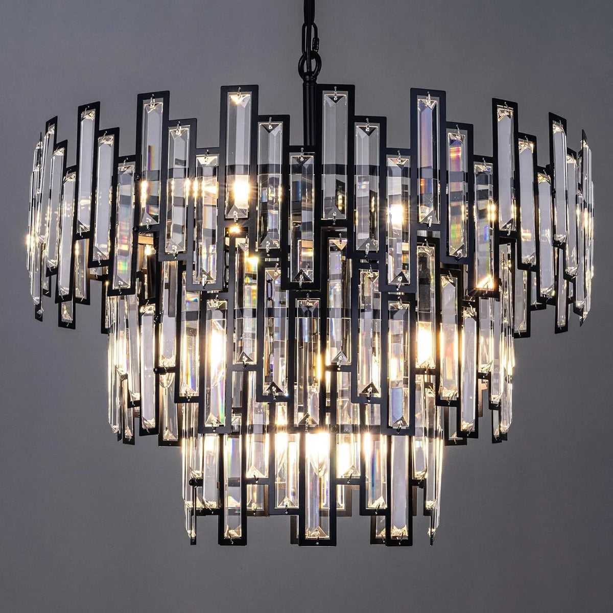 Lustre Cristal Noir K9 Rond | Moro