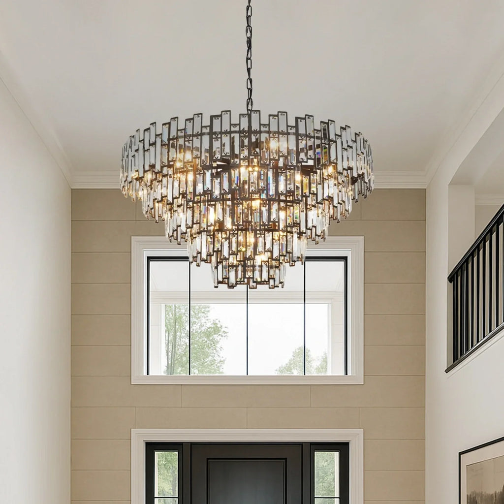 Lustre Cristal Noir K9 Rond | Moro