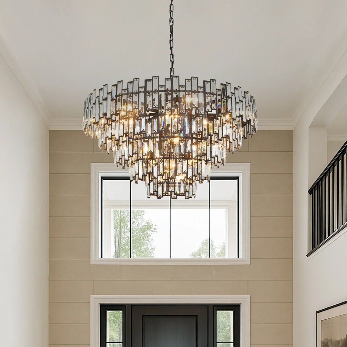 Lustre Cristal Noir K9 Rond | Moro