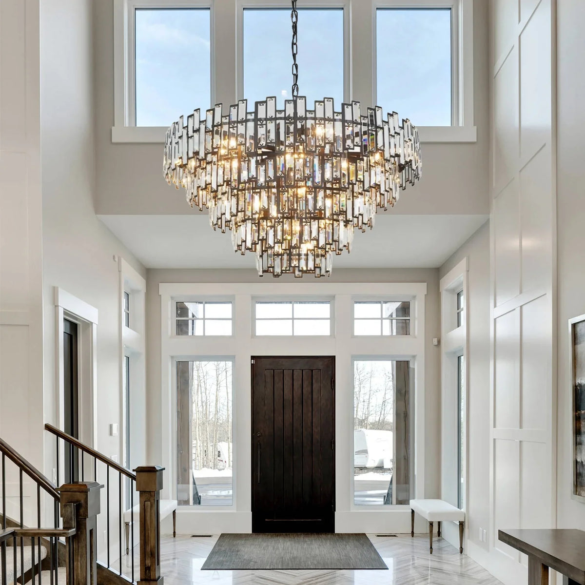 Lustre Cristal Noir K9 Rond | Moro