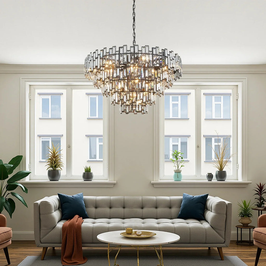 Lustre Cristal Noir K9 Rond | Moro