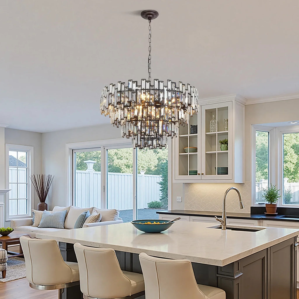 Lustre Cristal Noir K9 Rond | Moro