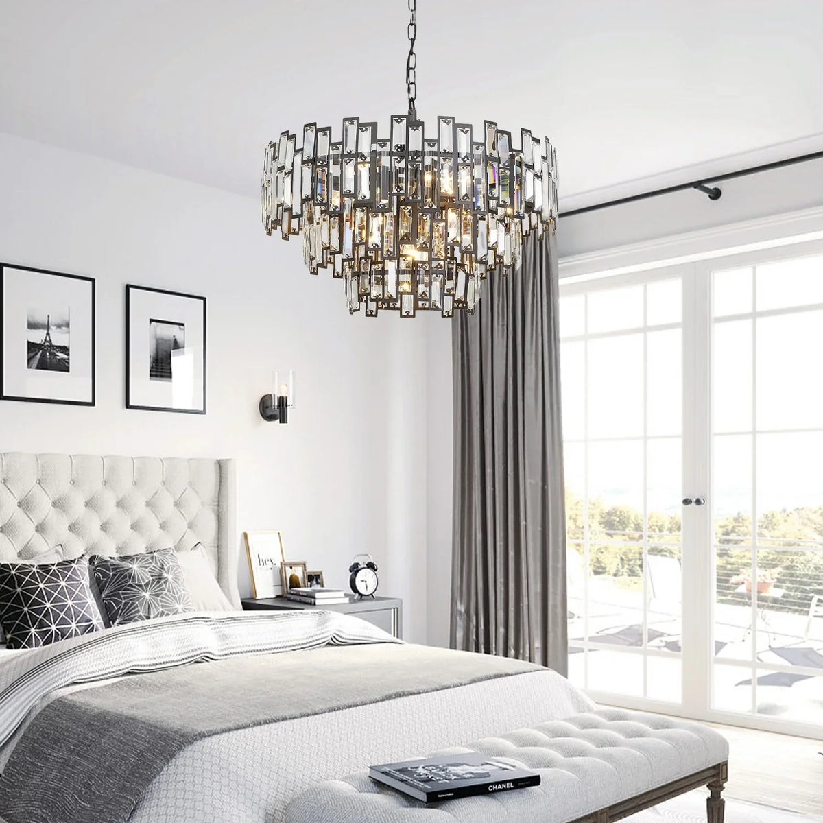 Lustre Cristal Noir K9 Rond | Moro
