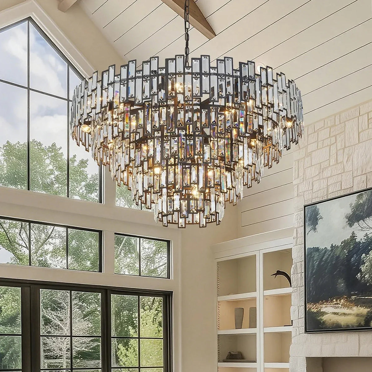 Lustre Cristal Noir K9 Rond | Moro