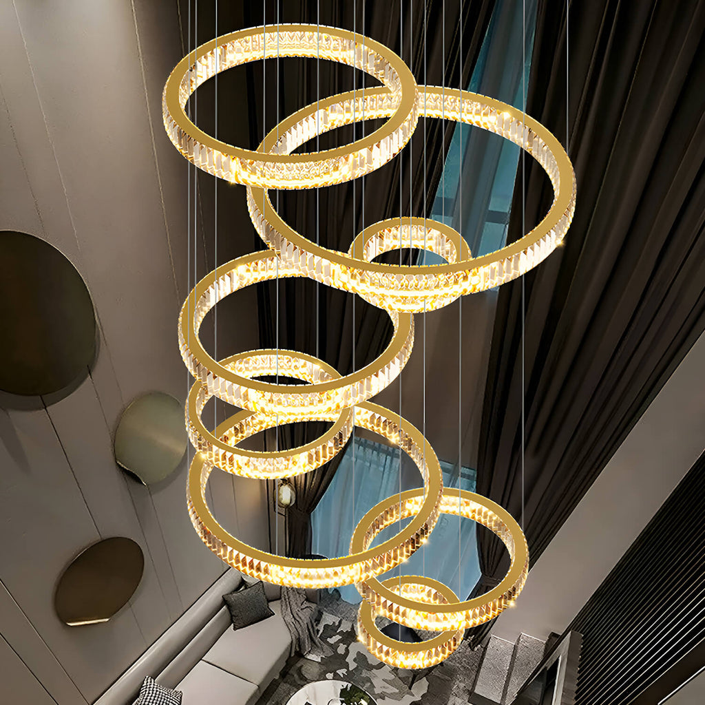 Lustre Cristal Doré 8 Niveaux | Mamo