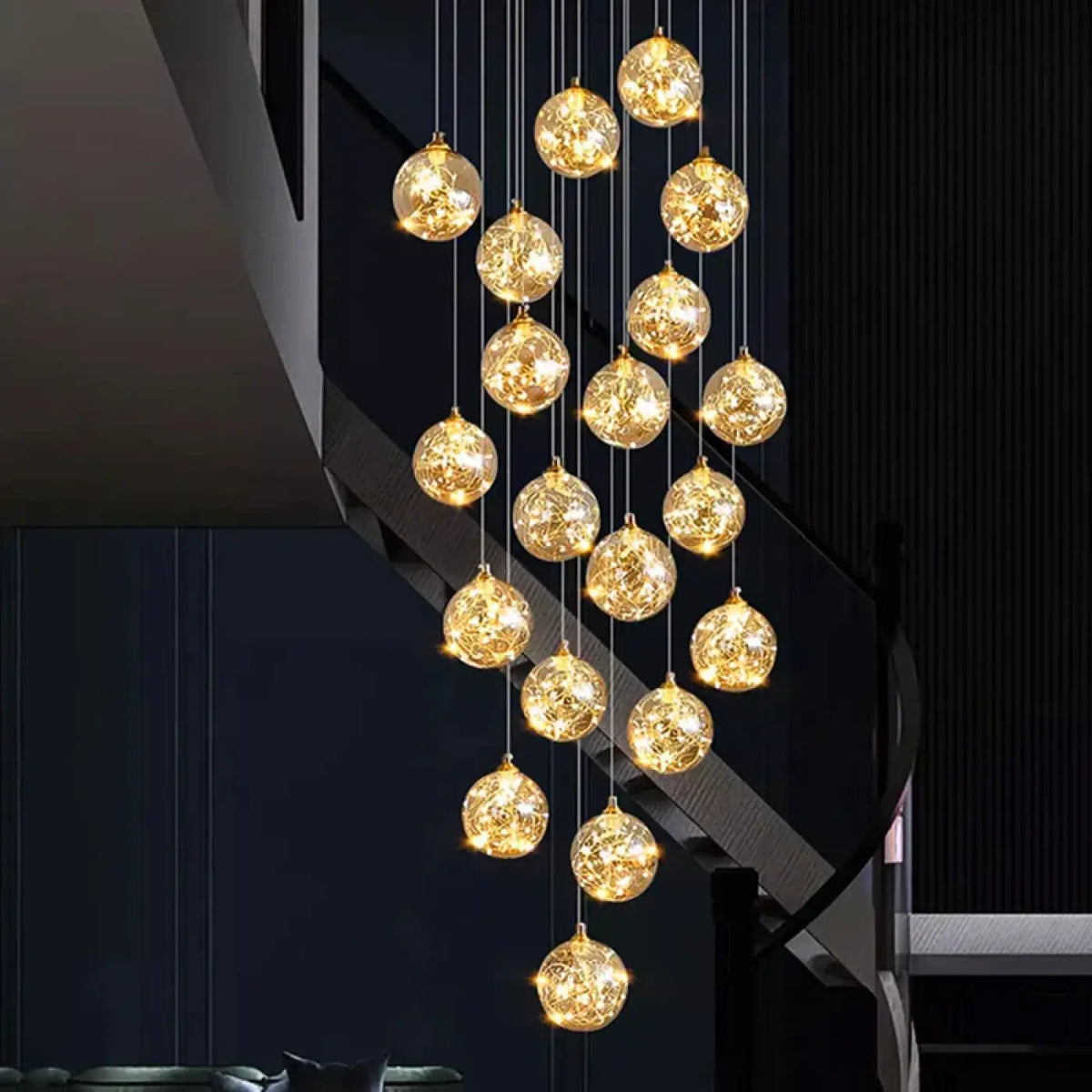 Suspension Cascade LED Dorée | Remo