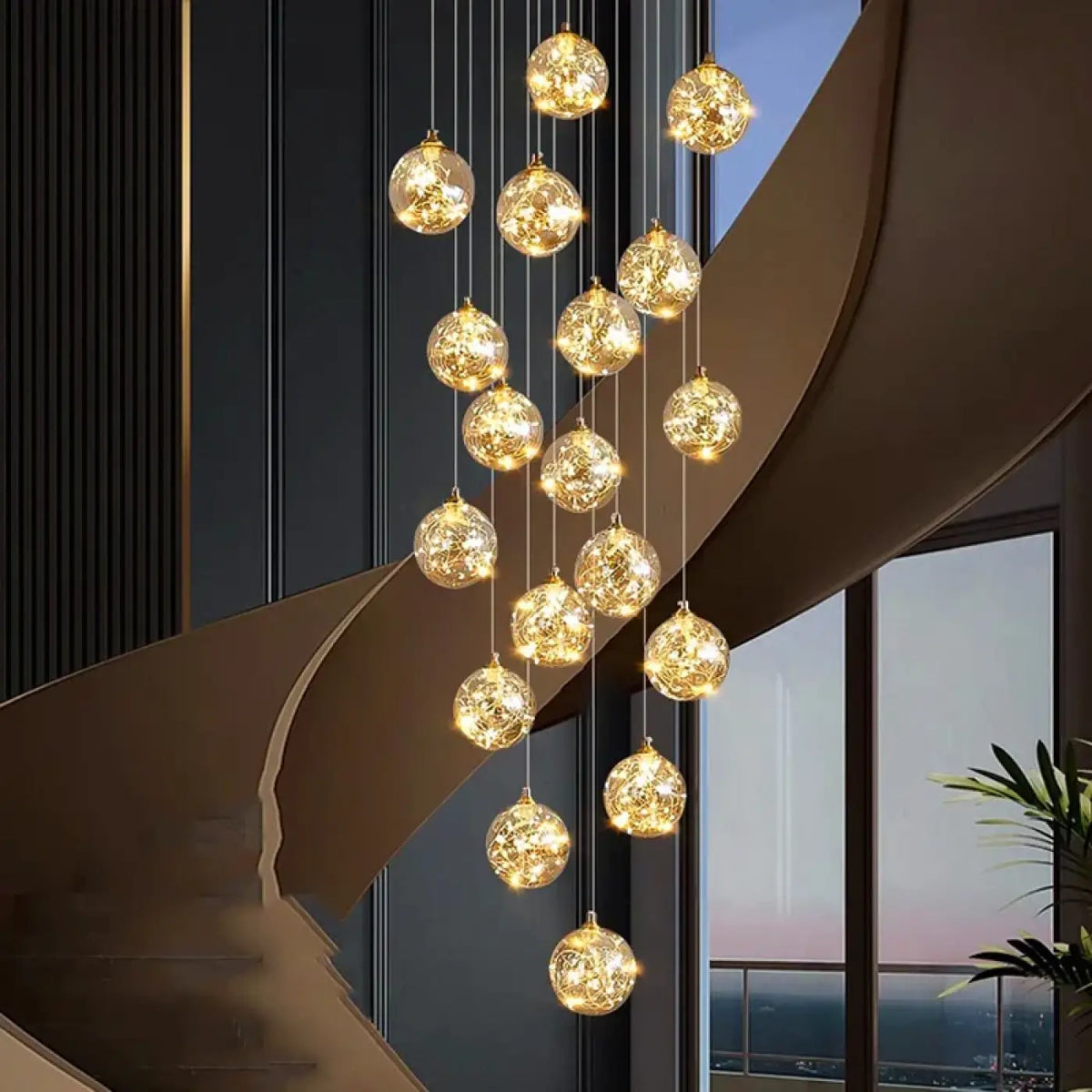 Suspension Cascade LED Dorée | Remo