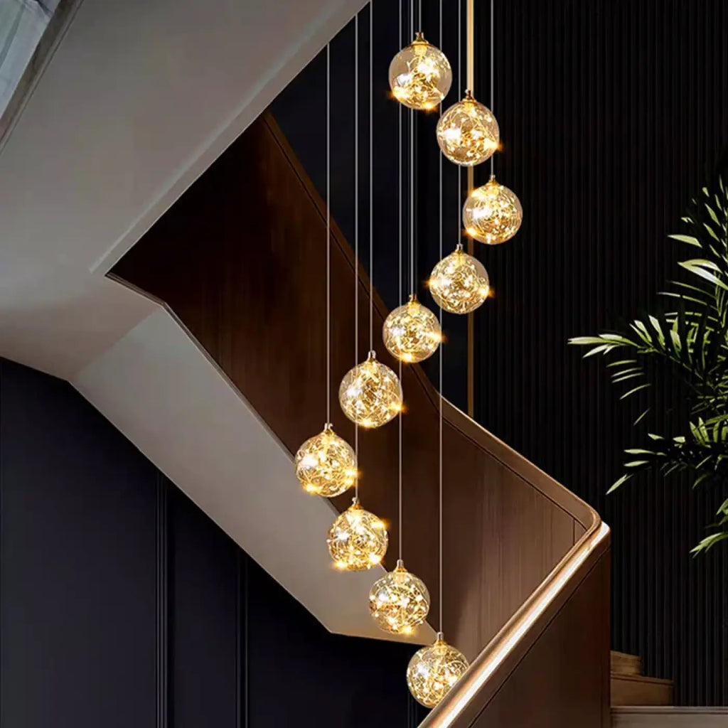 Suspension Cascade LED Dorée | Remo