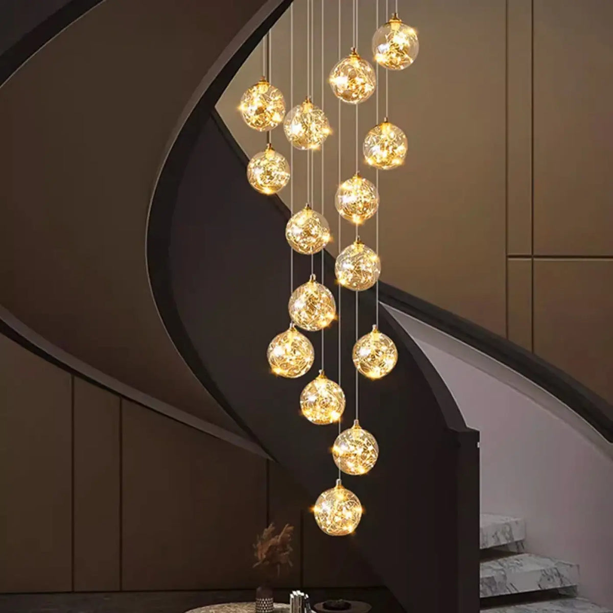 Suspension Cascade LED Dorée | Remo