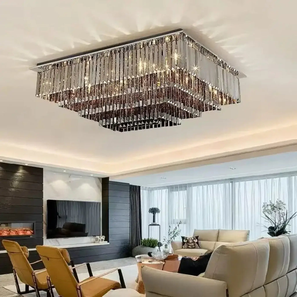 Plafonnier Carré Cristal Doré | Iro