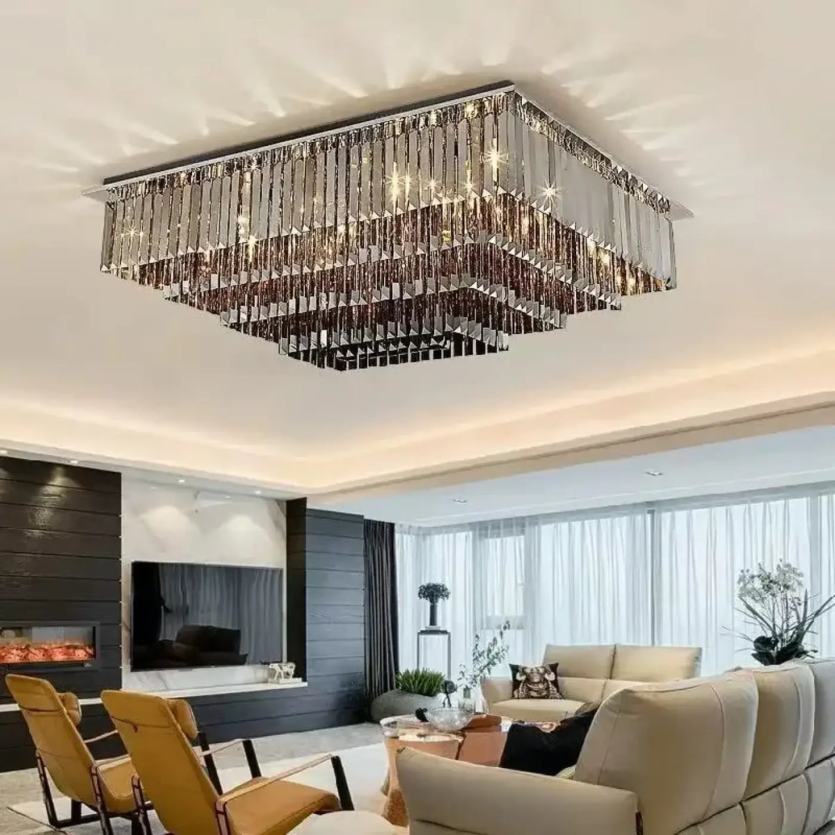 Plafonnier Carré Cristal Doré | Iro