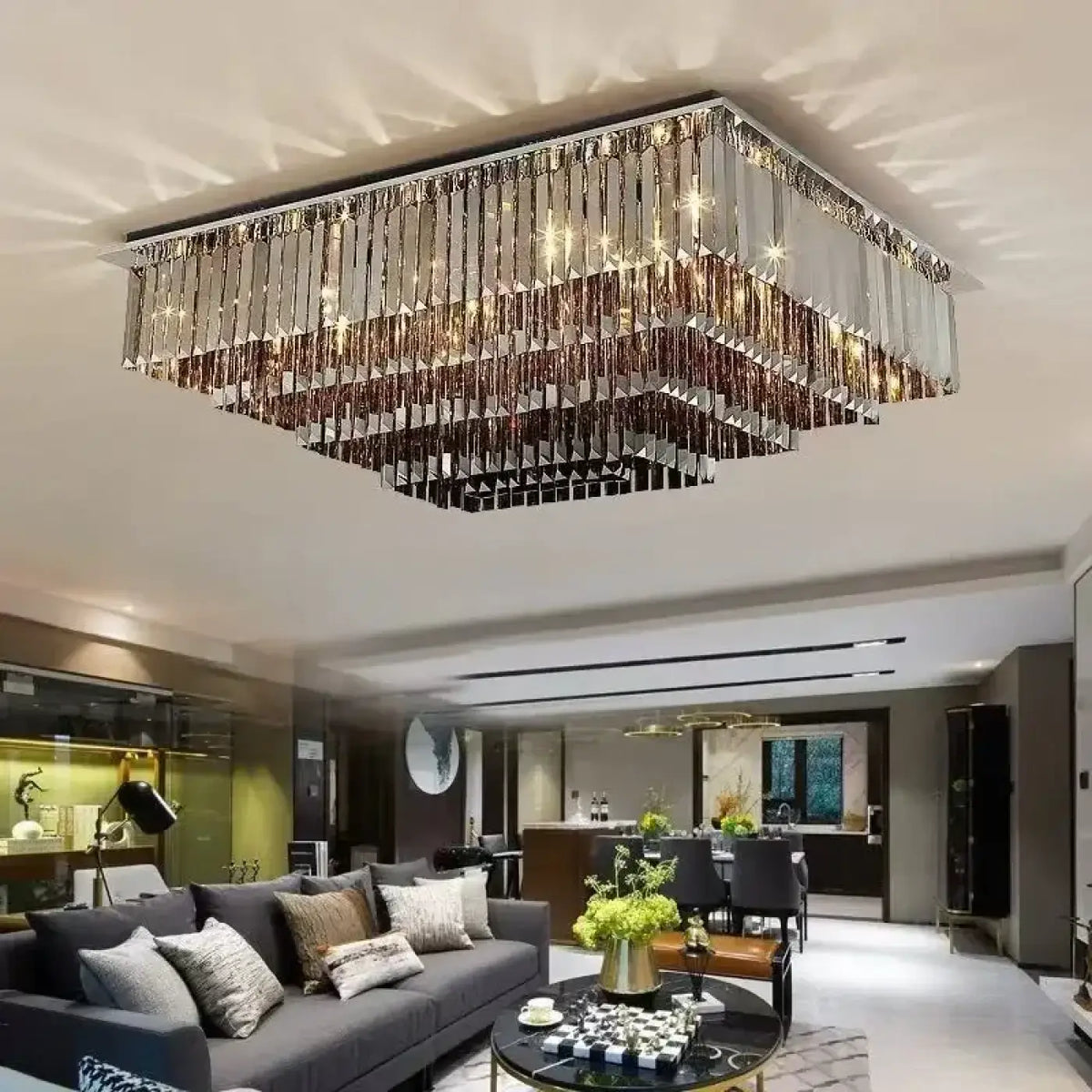Plafonnier Carré Cristal Doré | Iro