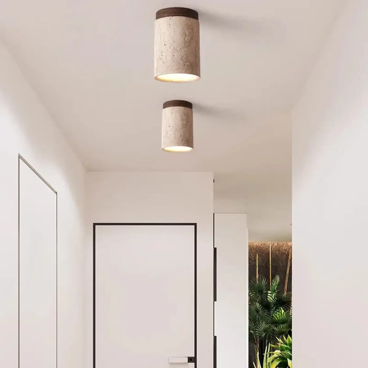 Plafonnier Cylindrique Pierre et Bois | Gava