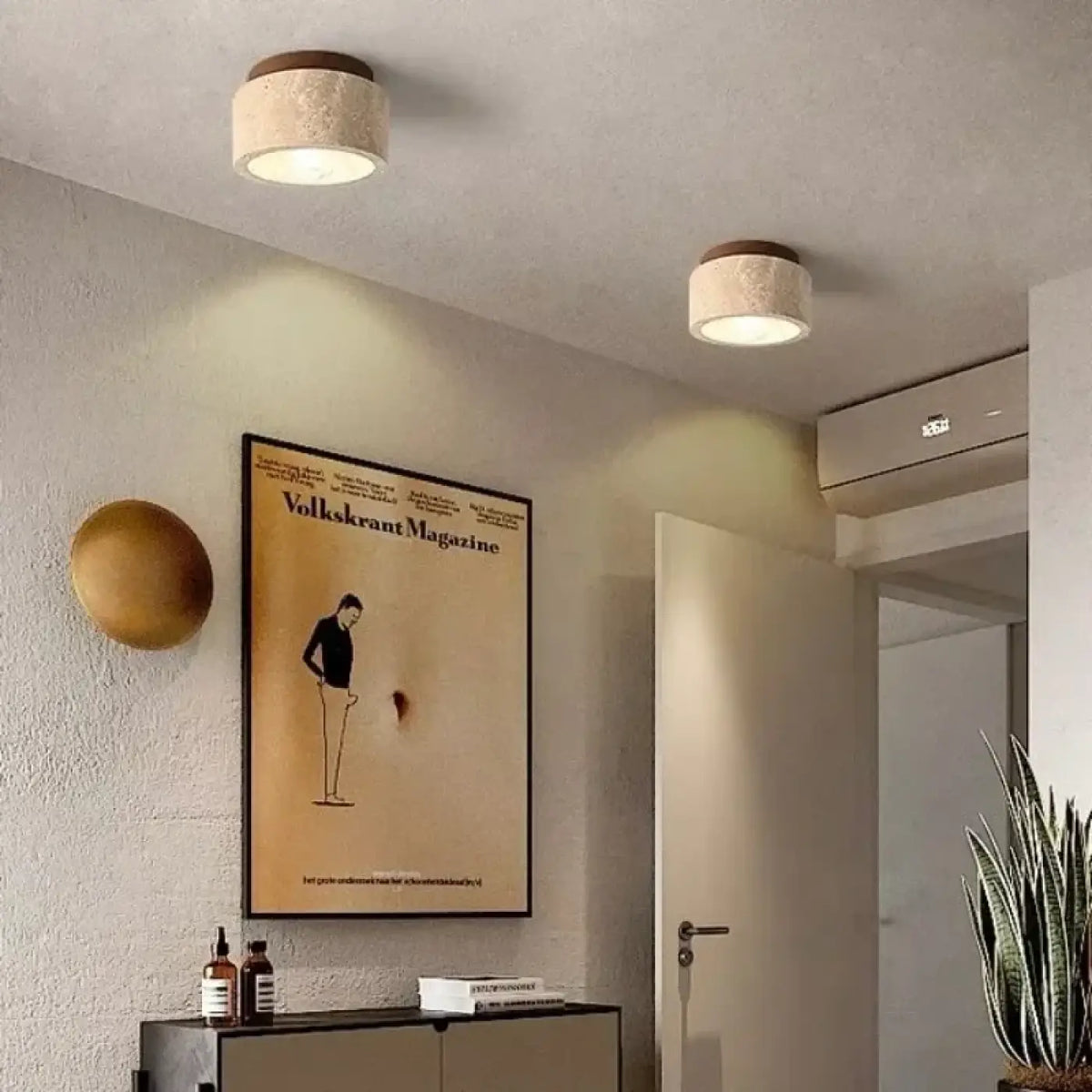 Plafonnier Cylindrique Pierre et Bois | Gava