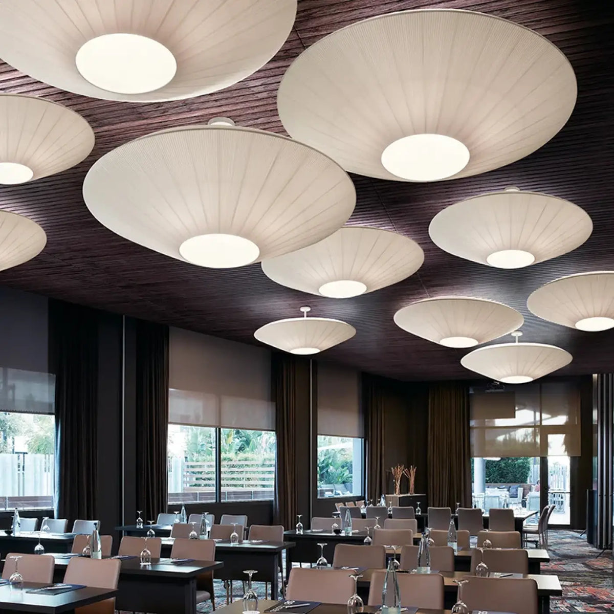 Plafonnier Rond Effet Tissu Lumineux | Ota