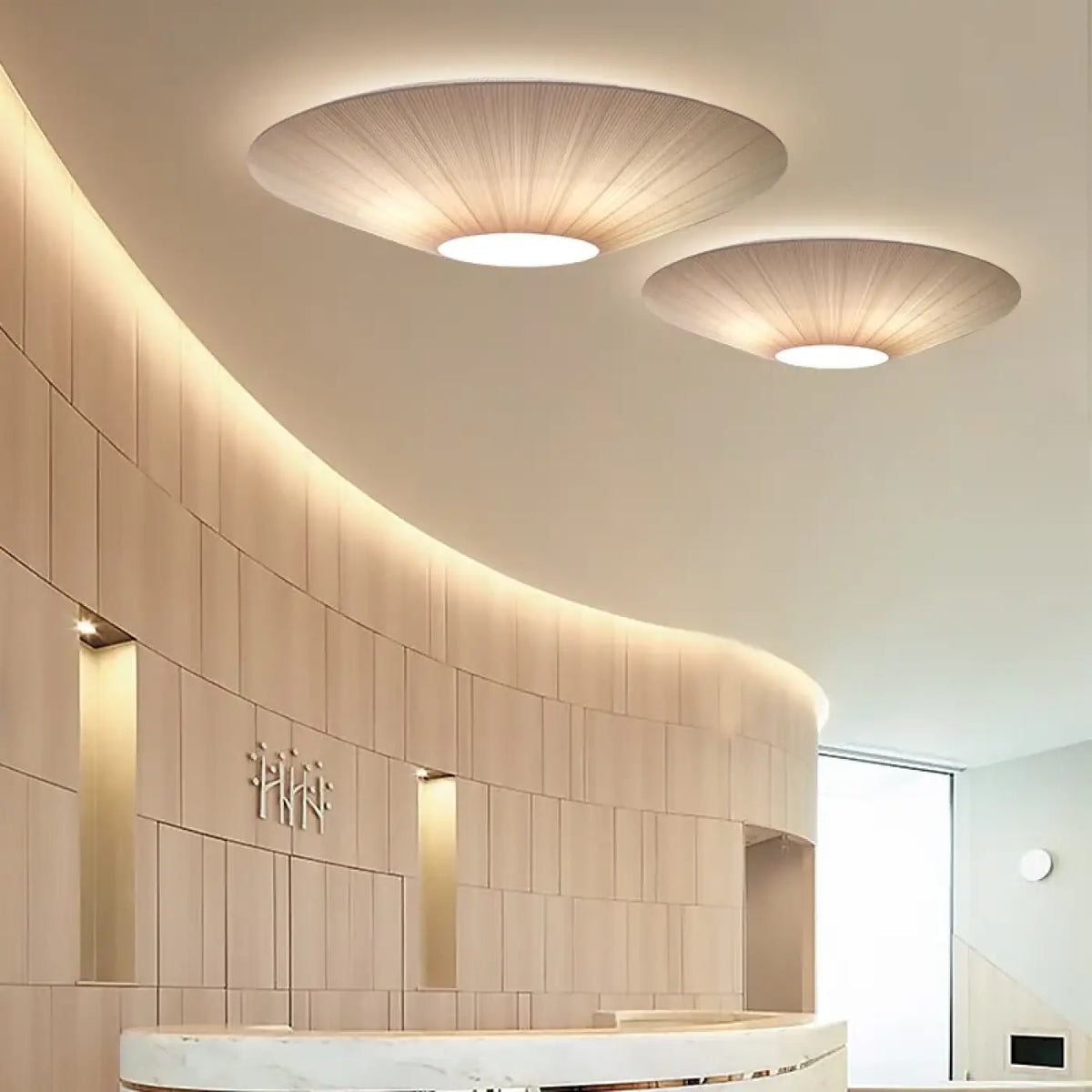Plafonnier Rond Effet Tissu Lumineux | Ota