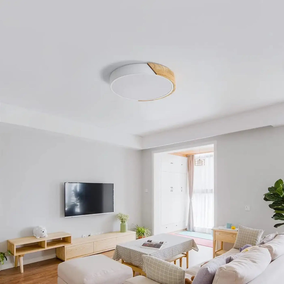Plafonnier LED Bois et Blanc Scandinave | Zosa