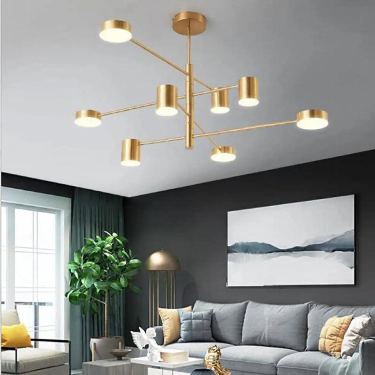 Plafonnier LED Design Noir et Doré | Hari