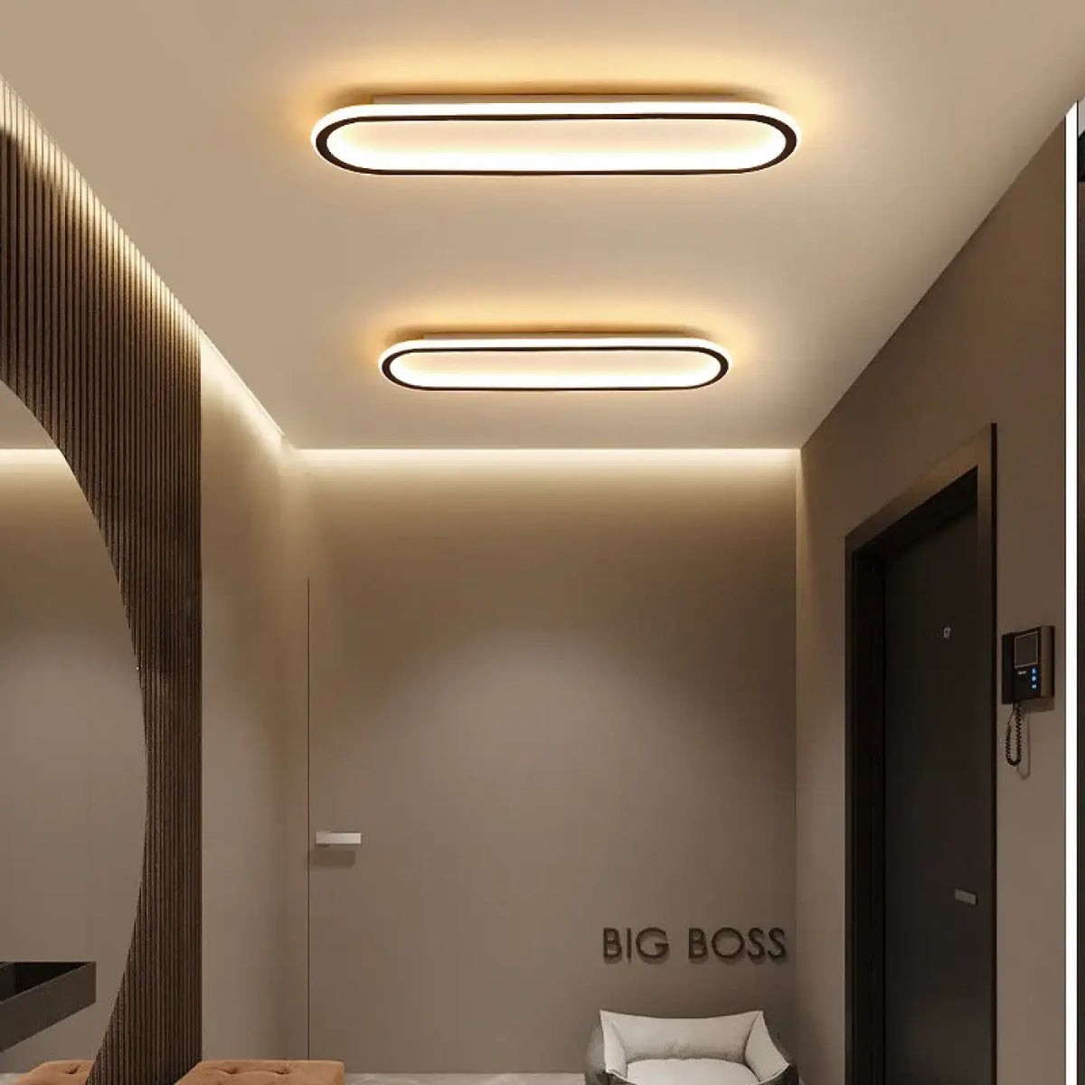 Plafonnier LED Ovale Minimaliste Noir | Sova