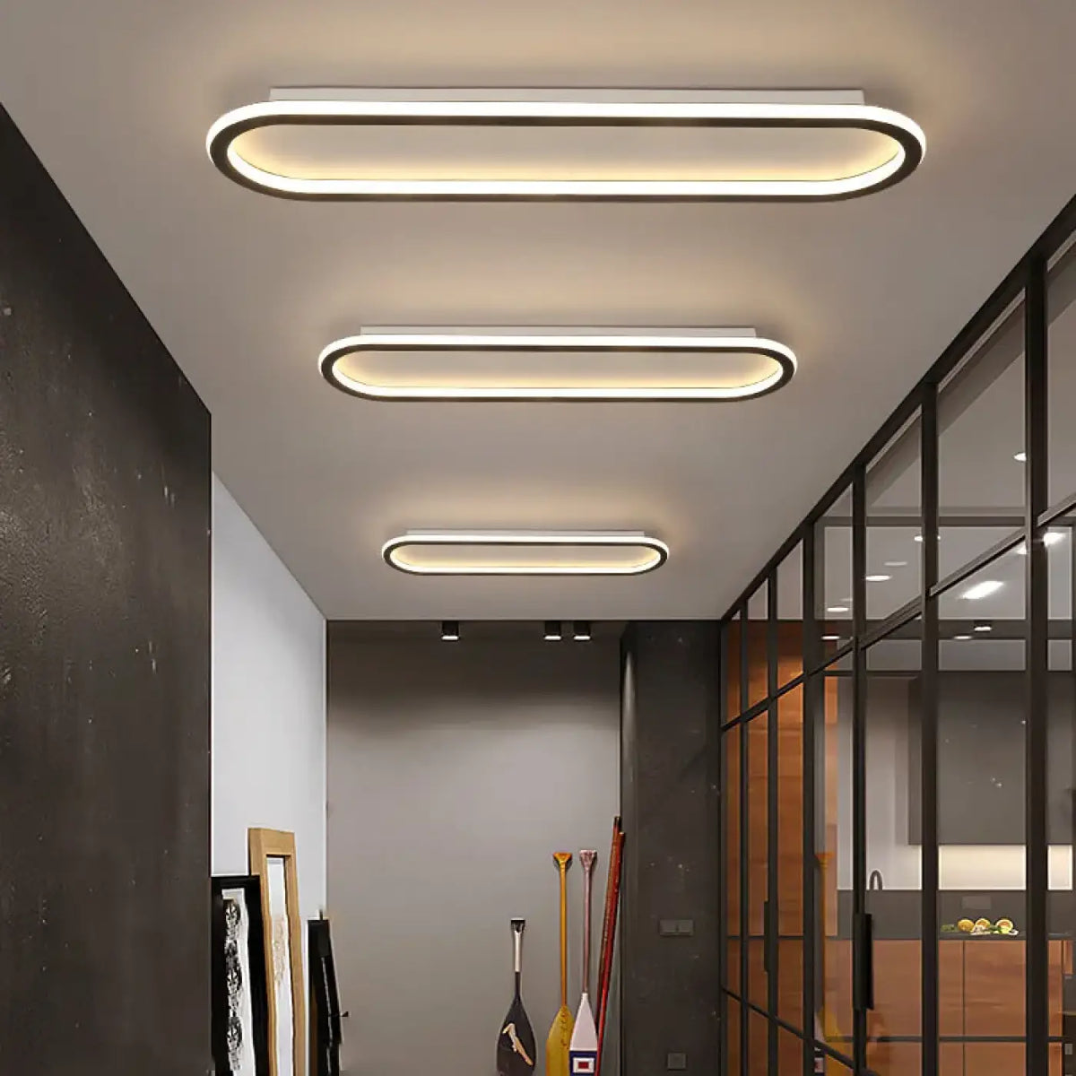 Plafonnier LED Ovale Minimaliste Noir | Sova