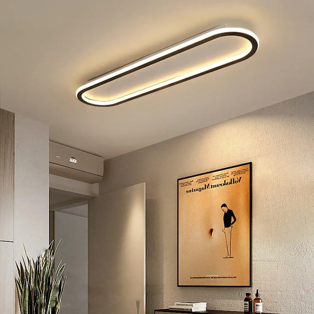 Plafonnier LED Ovale Minimaliste Noir | Sova