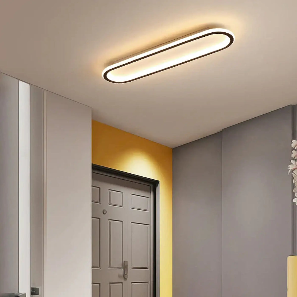 Plafonnier LED Ovale Minimaliste Noir | Sova