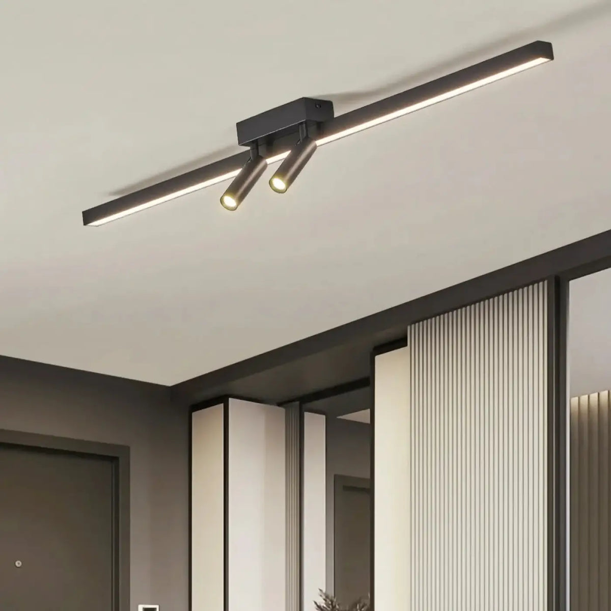 Plafonnier Linéaire Noir à Double Projecteur | Lila